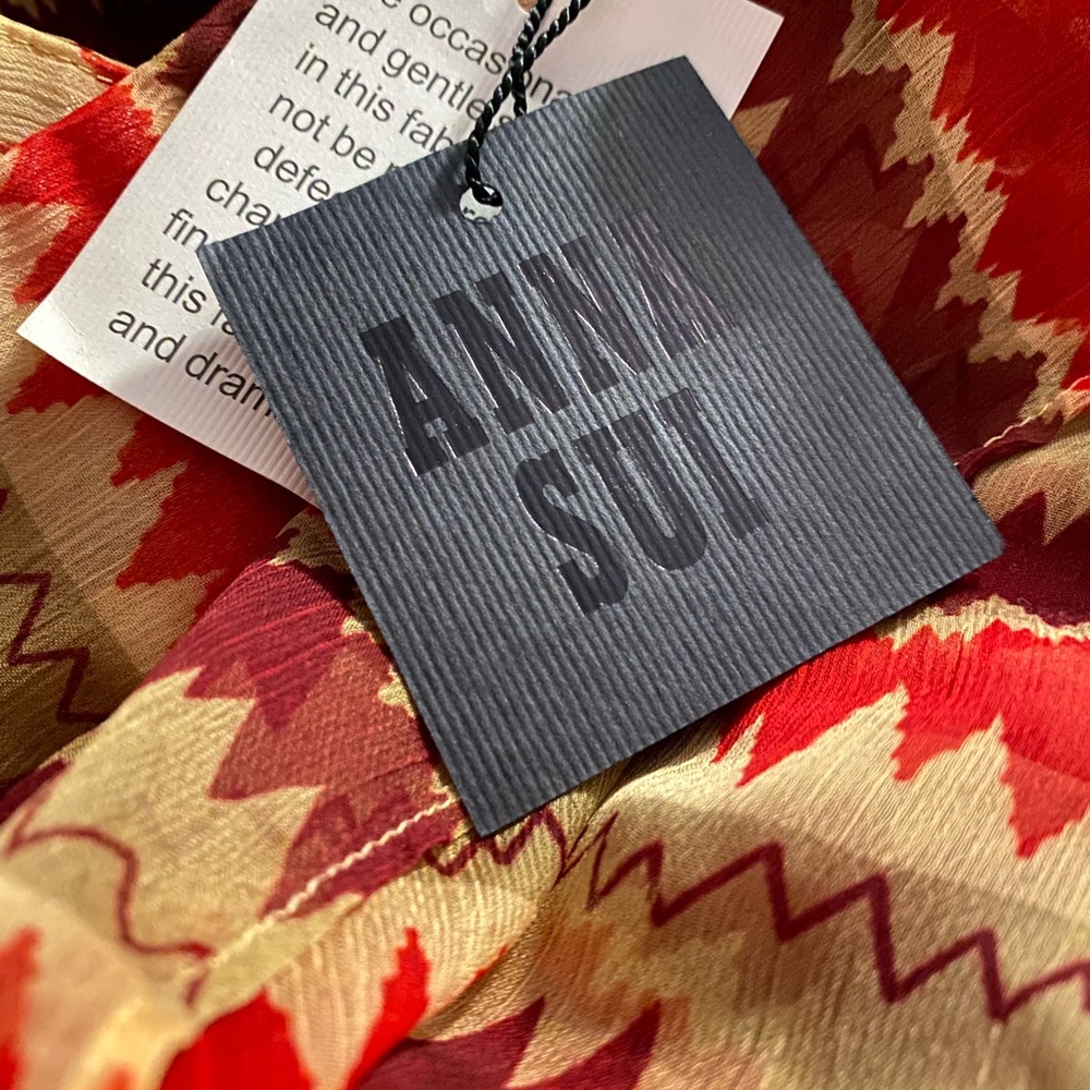 NWT ANNA SUI Anthropologie rare Terrawatt tiered red multi skirt 8 new with tags - Picture 4 of 8